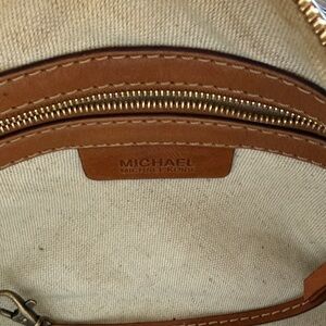 Michael Kors Cream Canvas Tote with Tan Leather Trim